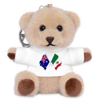 Flag of Australia and Mexico flag crossed - Teddy Keyring - white - Front