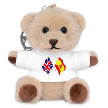 Flag of England and flag of Spain - Teddy Keyring - white - Front