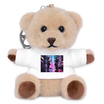 Neon Cyberpunk Begegnung - Teddy Schlüsselanhänger - Weiß - Vorne
