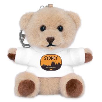 Sydney Skyline im Orangen Sonnenuntergang - Teddy Schlüsselanhänger - Weiß - Vorne