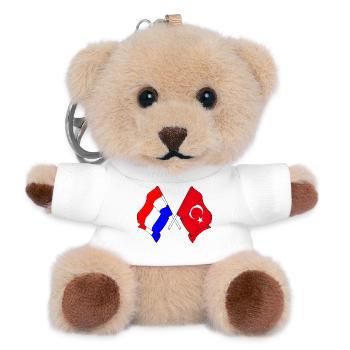 Flag of the Netherlands and flag of Turkey - Teddy Keyring - white - Front