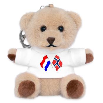 Drapeau des Pays-Bas et drapeau de la Norvège - Porte-clés ourson - blanc - Devant