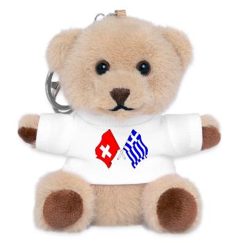 Flagge der Schweiz und Flagge Griechenland - Teddy Schlüsselanhänger - Weiß - Vorne