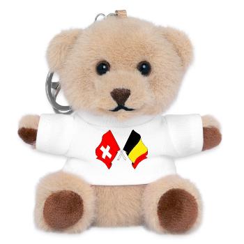 Flagge der Schweiz und Flagge Belgiens - Teddy Schlüsselanhänger - Weiß - Vorne