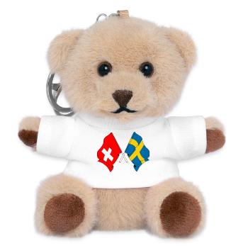 Flagge der Schweiz und Flagge Schweden - Teddy Schlüsselanhänger - Weiß - Vorne