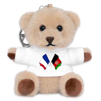 Drapeau de la France et de l’Afghanistan - Porte-clés ourson - blanc - Devant