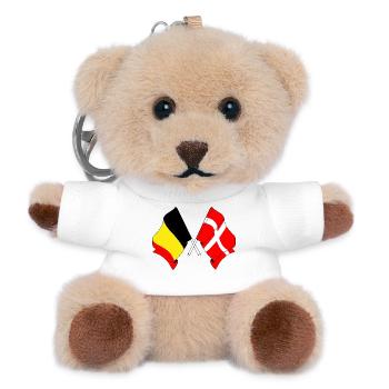 Drapeau de la Belgique et drapeau du Danemark - Porte-clés ourson - blanc - Devant