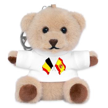 Flagge Belgien, Flagge Spanien - Teddy Schlüsselanhänger - Weiß - Vorne