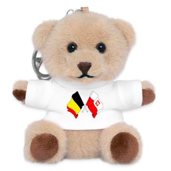 Drapeau de la Belgique, drapeau de la Pologne - Porte-clés ourson - blanc - Devant