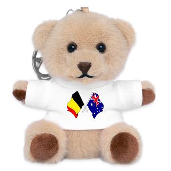 Cardio-Herz Flagge Belgien, Flagge Australien - Teddy Schlüsselanhänger - Weiß - Vorne