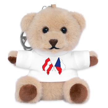 Drapeau Autriche, drapeau République tchèque - Porte-clés ourson - blanc - Devant