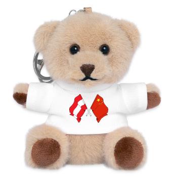 Flagge Österreich, Flagge China - Teddy Schlüsselanhänger - Weiß - Vorne