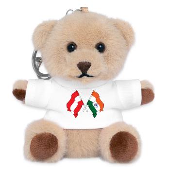 Flagge Österreich, Flagge Indien - Teddy Schlüsselanhänger - Weiß - Vorne
