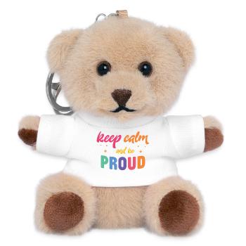 LGBT Pride Month - Ruhe bewahren und stolz sein - Teddy Schlüsselanhänger - Weiß - Vorne