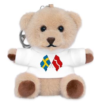 Sweden flag, Latvia flag - Teddy Keyring - white - Front