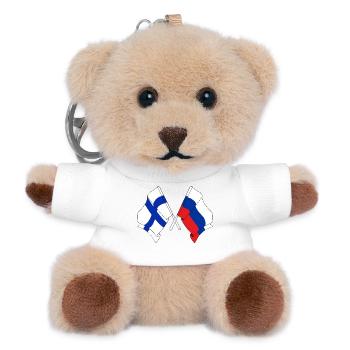 Drapeau de la Finlande, drapeau de la Russie - Porte-clés ourson - blanc - Devant