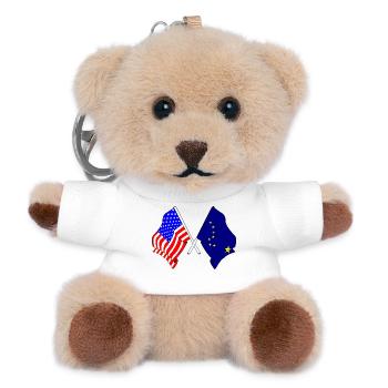 USA-Flagge und Alaska-Flagge - Teddy Schlüsselanhänger - Weiß - Vorne