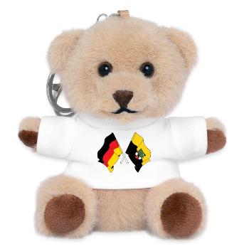 Flag Germany, flag saxony anhalt crossed - Teddy Keyring - white - Front