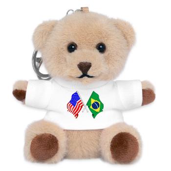 Flag USA and Brazil flag - Teddy Keyring - white - Front