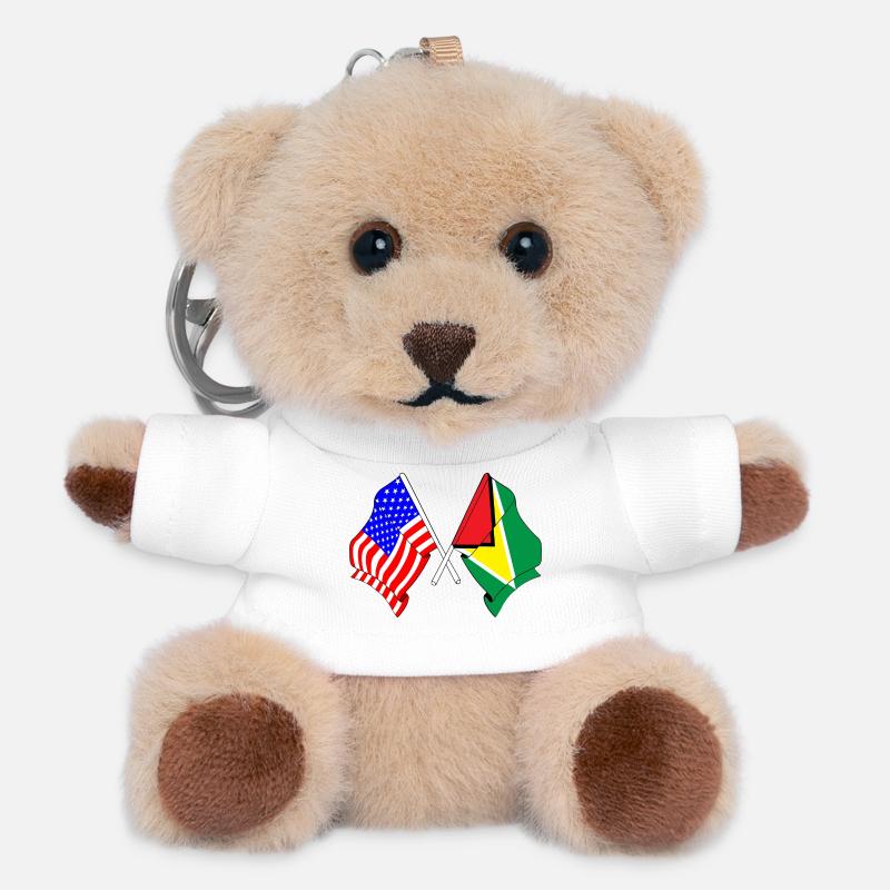 Drapeau des États-Unis et drapeau de la Guyane - Porte-clés ourson - blanc