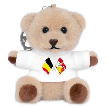 Drapeau de la Belgique, drapeau Liège - Porte-clés ourson - blanc - Devant