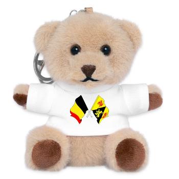 Flag Belgium and flag Walloon Brabant - Teddy Keyring - white - Front