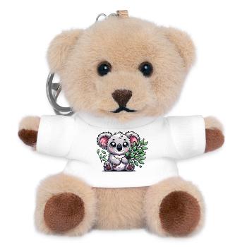 Der niedliche Koala mit einem Eukalyptus Strauß - Teddy Schlüsselanhänger - Weiß - Vorne