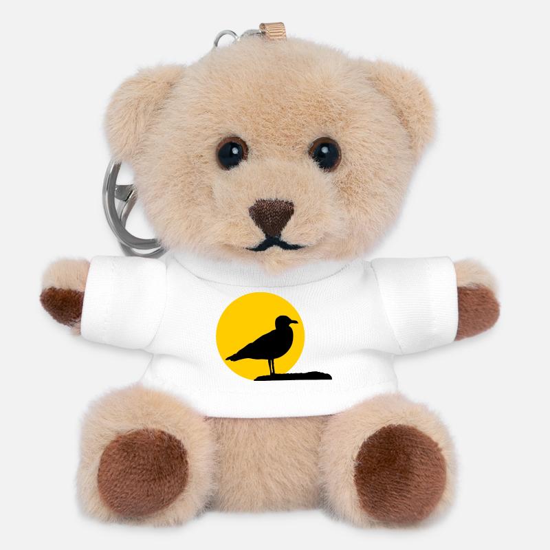 Seagull in front of sun - Teddy Keyring - white