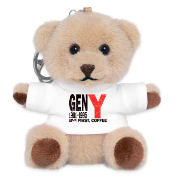 Gen Y Millennial Coffee First Shirt - Teddy Schlüsselanhänger - Weiß - Vorne