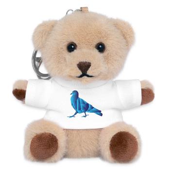 Blaue geometrische abstrakte Taube - Teddy Schlüsselanhänger - Weiß - Vorne