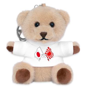 Crossed Japanese & Rising Sun flags - Teddy Keyring - white - Front