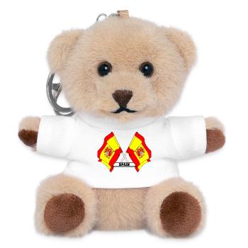 Gekreuzte spanische Flaggen mit SPANIEN - Teddy Schlüsselanhänger - Weiß - Vorne