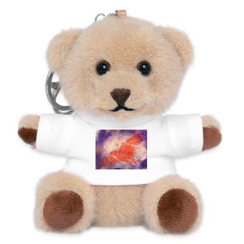 Mystical red bat in watercolor style - Teddy Keyring - white - Front