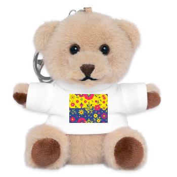 Floral pattern with contrasting background - Teddy Keyring - white - Front