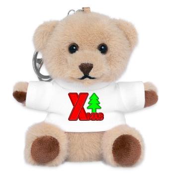 Frohe Weihnachtsbaum Schriftzug XMAS - Teddy Schlüsselanhänger - Weiß - Vorne