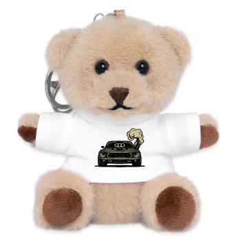 Voiture en colère - Porte-clés ourson - blanc - Devant