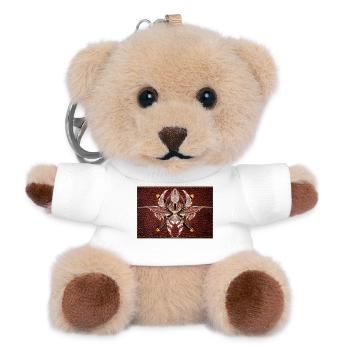 Feuerflügel Mandala auf Lederoptik - Teddy Schlüsselanhänger - Weiß - Vorne