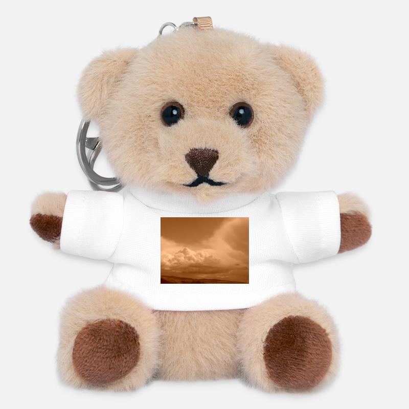 Sepia Cloudscape - Teddy Keyring - white
