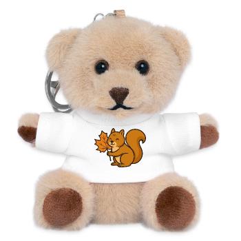 Niedliches Eichhörnchen mit Herbstblatt Cartoon - Teddy Schlüsselanhänger - Weiß - Vorne