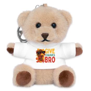 Give Thanks Bro Funny Thanksgiving Attitude - Teddy Keyring - white - Front