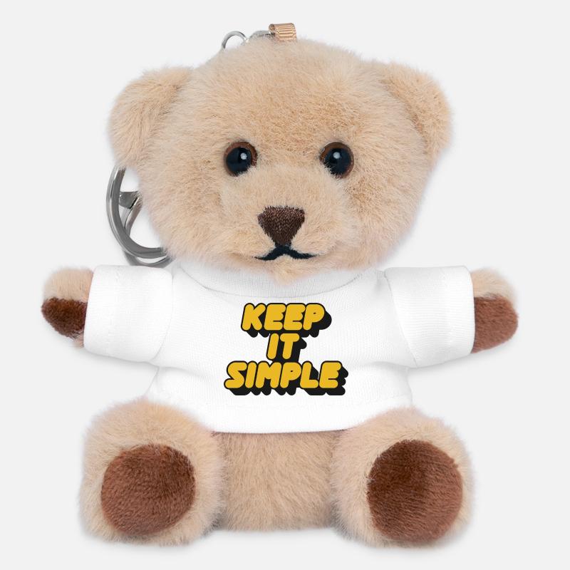 Keep It Simple Retro Bold - Teddy Keyring - white