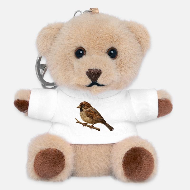 Sparrow in a natural look - Teddy Keyring - white