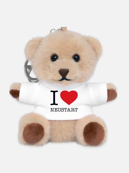 I love Neustart - Teddy Schlüsselanhänger - Weiß