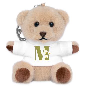 Buchstabe m grüne Gänseblümchen - Teddy Schlüsselanhänger - Weiß - Vorne