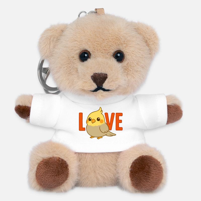 Amour calopsitte - Porte-clés ourson - blanc