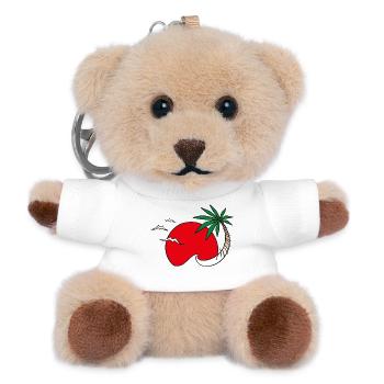 Urlaubsinsel Ferien Holiday Ozean Meer Palme - Teddy Schlüsselanhänger - Weiß - Vorne