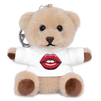 Kussmund Comic-Style Lippe Rot - Teddy Schlüsselanhänger - Weiß - Vorne