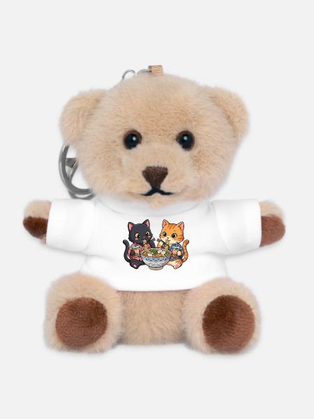 Bubble Tea Ramen pour chats - Porte-clés ourson - blanc