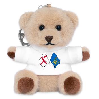 Suffolk & England Crossed Flags - Teddy Keyring - white - Front