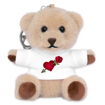Red Rose Meets Heart with Arrow Illustration - Teddy Keyring - white - Front